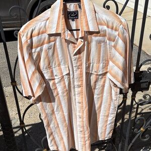 Roper Men's Casual Shirt with Orange and White Stripes